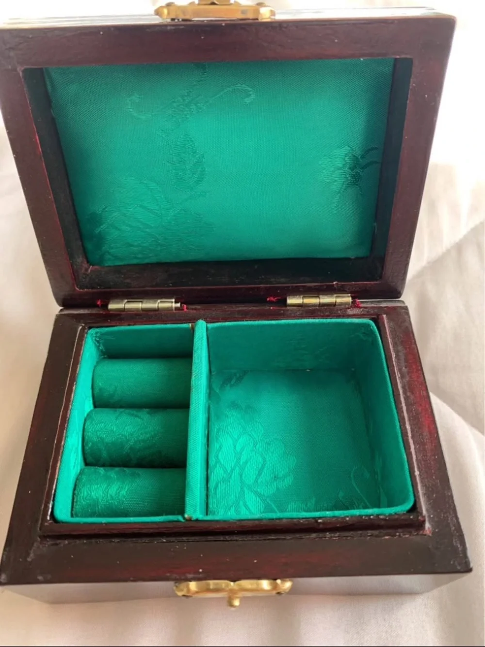 Wooden Ships Pelican Inlay Jewelry Box - Gold and Brown
